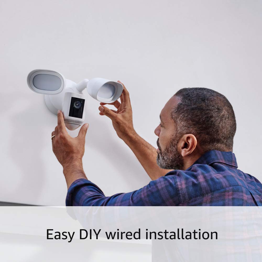 Ring Floodlight Cam Wired Pro with Bird’s Eye View and 3D Motion Detection, White White 1 Camera Floodlight Cam Wired Pro Only