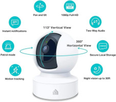 Kasa Indoor Pan/Tilt Smart Security Camera, 1080p HD Dog-Camera,2.4GHz with Night Vision,Motion Detection for Baby and Pet Monitor, Cloud & SD Card Storage, Works with Alexa& Google Home (EC70), White White New 1080P