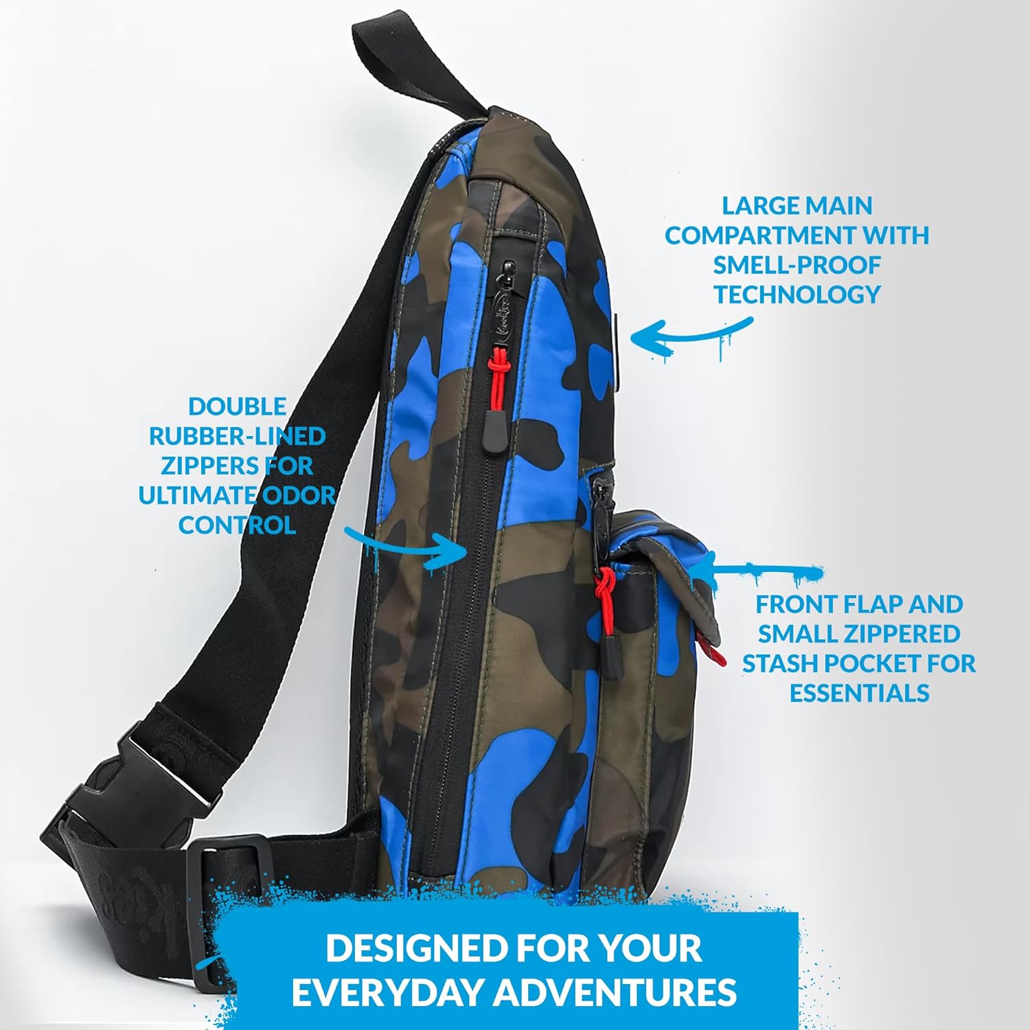 COOKIES Travel Smell Proof Sling Bag - Unisex Crossbody Bag for Men & Women, Lightweight Shoulder Bag for Hiking & Travel - Olive