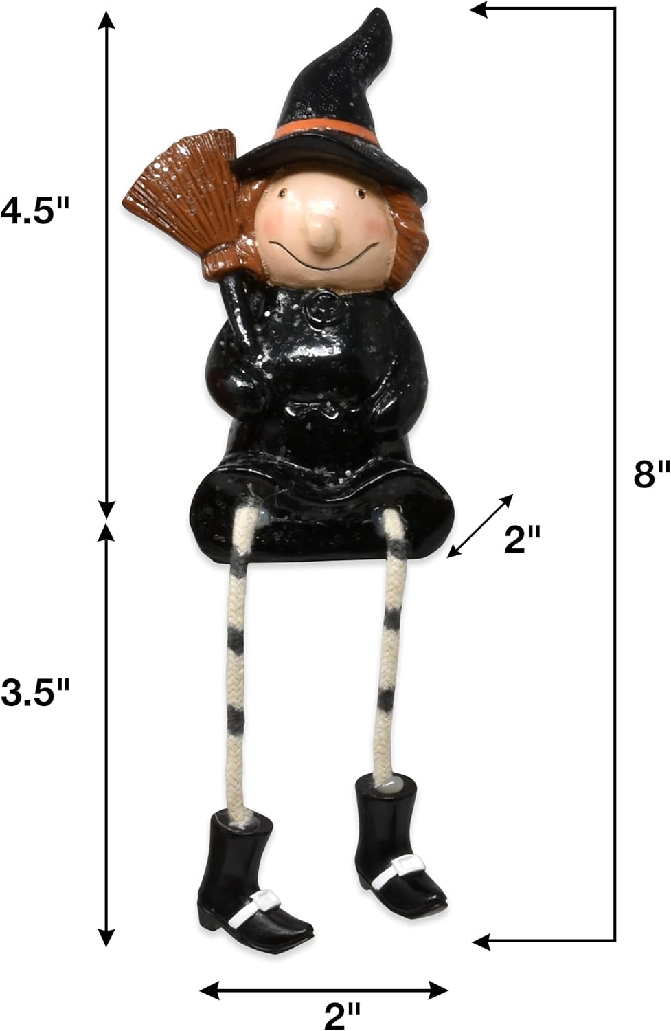 Gift Boutique Halloween Figurines Set of 3 Resin Ghost Pumpkin Witch Shelf Sitters with Dangling Legs Tabletop Decor for Office Home Party Centerpiece