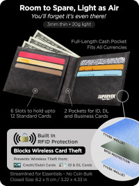 Shark Stitched Paper Wallet - Vegan Mighty Thin Tear & Water-Resistant Slim Wallet for men - Mens Credit Card Holder Wallet - Bape Hypebeast Streetwear Bifold Wallets - RFID Blocking Super Shark Rfid Blocking