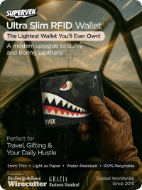 Shark Stitched Paper Wallet - Vegan Mighty Thin Tear & Water-Resistant Slim Wallet for men - Mens Credit Card Holder Wallet - Bape Hypebeast Streetwear Bifold Wallets - RFID Blocking Super Shark Rfid Blocking