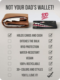 Shark Stitched Paper Wallet - Vegan Mighty Thin Tear & Water-Resistant Slim Wallet for men - Mens Credit Card Holder Wallet - Bape Hypebeast Streetwear Bifold Wallets - RFID Blocking Super Shark Rfid Blocking