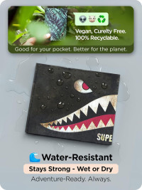 Shark Stitched Paper Wallet - Vegan Mighty Thin Tear & Water-Resistant Slim Wallet for men - Mens Credit Card Holder Wallet - Bape Hypebeast Streetwear Bifold Wallets - RFID Blocking Super Shark Rfid Blocking