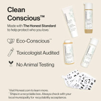 The Honest Company Fragrance-Free Bathtime Gift Set, Hypoallergenic, Bath Essentials for Sensitive Skin, Shampoo and Body Wash, Face Lotion, Bubble Bath, Conditioner, Wash Cloth Bathtime, Fragrance Free