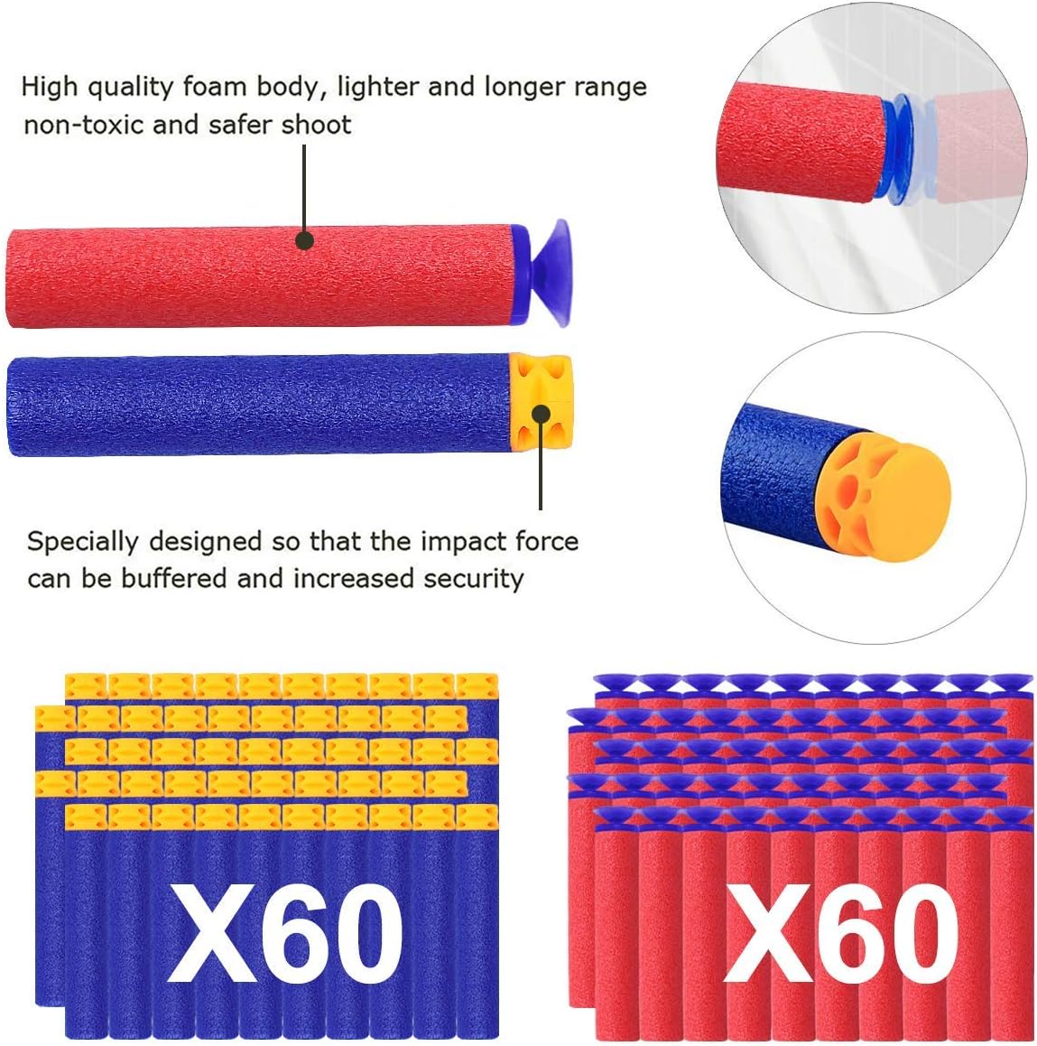 POKONBOY 6 Pack Blaster Toys Guns for Boys Fit for Nerf Bullets, Toy Guns with 120 PCS Refill Foam Darts for Boys Girls Birthday Gifts Party Favors Hand Gun Toys for 6+ Year Old Kids