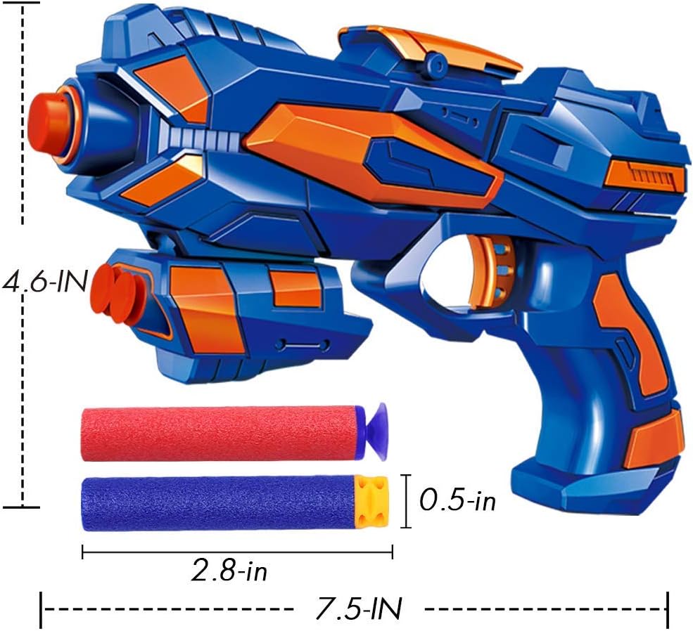 POKONBOY 6 Pack Blaster Toys Guns for Boys Fit for Nerf Bullets, Toy Guns with 120 PCS Refill Foam Darts for Boys Girls Birthday Gifts Party Favors Hand Gun Toys for 6+ Year Old Kids
