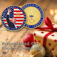 Donald Trump Challenge Coin, President Donald Trump Coin 2024 Collection, Never Surrender-Save America Again Challenge Coin, Limited Edition Collectible Presidential Memorabilia New-red