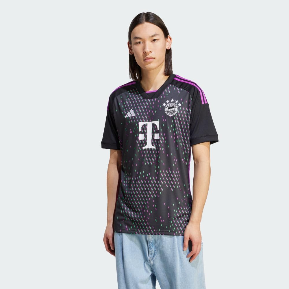 adidas Men's Soccer Bayern Munich 23/24 Away Jersey - Unifying Message, Moisture-Wicking Fabric Eco-Friendly Materials Large Black