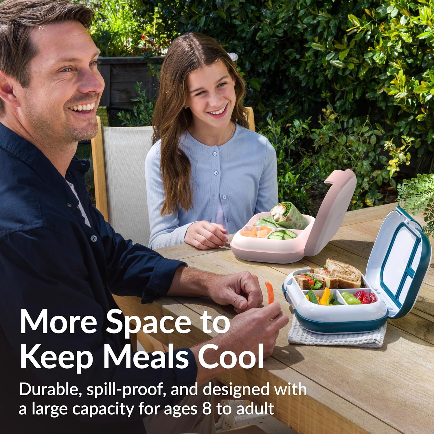 Bentgo Chill Max Leak-Proof XL Lunch Box - Included Ice Pack Keeps Food Cold; 5-Cup Capacity for Ages 8+, 3 or 4 Compartment Bento Box, BPA-Free, Dishwasher Safe (Pink Cloud & Blush)