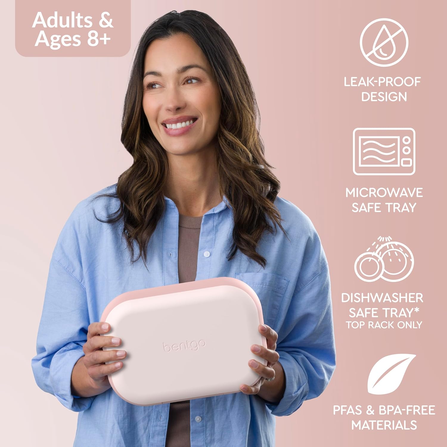 Bentgo Chill Max Leak-Proof XL Lunch Box - Included Ice Pack Keeps Food Cold; 5-Cup Capacity for Ages 8+, 3 or 4 Compartment Bento Box, BPA-Free, Dishwasher Safe (Pink Cloud & Blush)