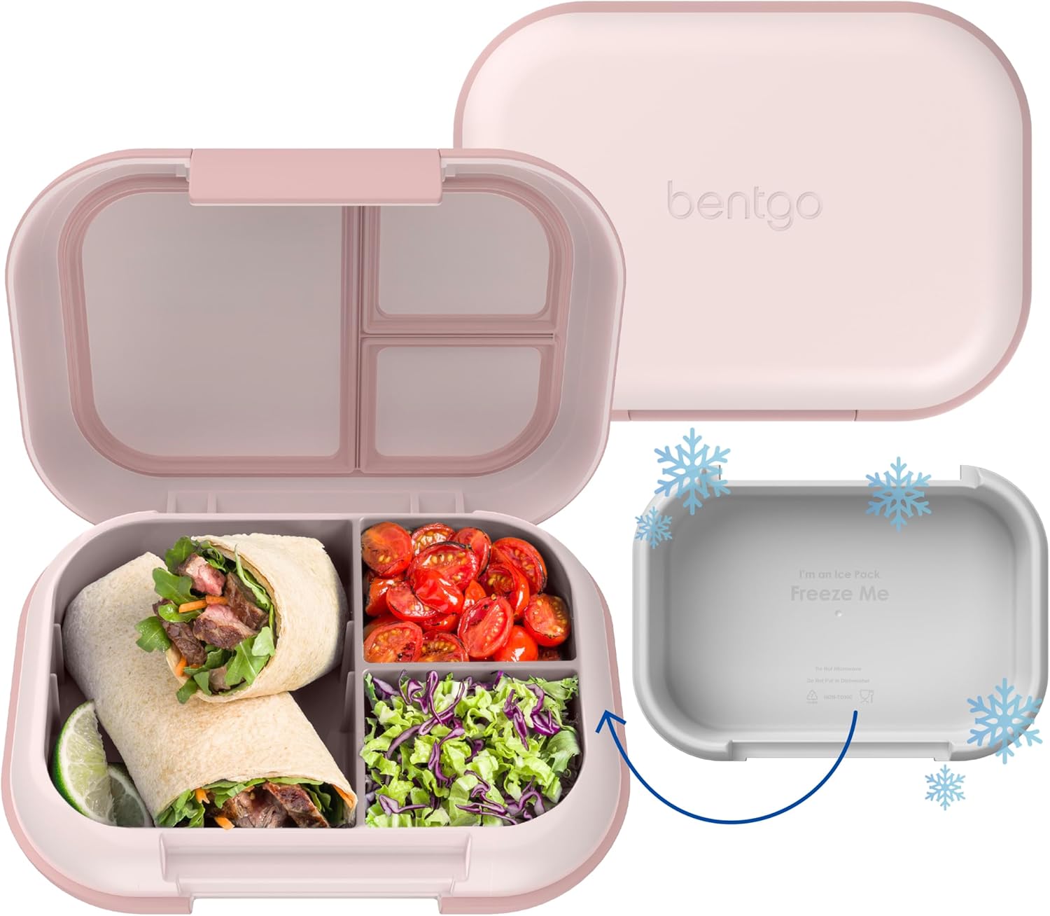 Bentgo Chill Max Leak-Proof XL Lunch Box - Included Ice Pack Keeps Food Cold; 5-Cup Capacity for Ages 8+, 3 or 4 Compartment Bento Box, BPA-Free, Dishwasher Safe (Pink Cloud & Blush)