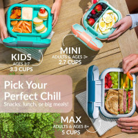 Bentgo Chill Max Leak-Proof XL Lunch Box - Included Ice Pack Keeps Food Cold; 5-Cup Capacity for Ages 8+, 3 or 4 Compartment Bento Box, BPA-Free, Dishwasher Safe (Pink Cloud & Blush)