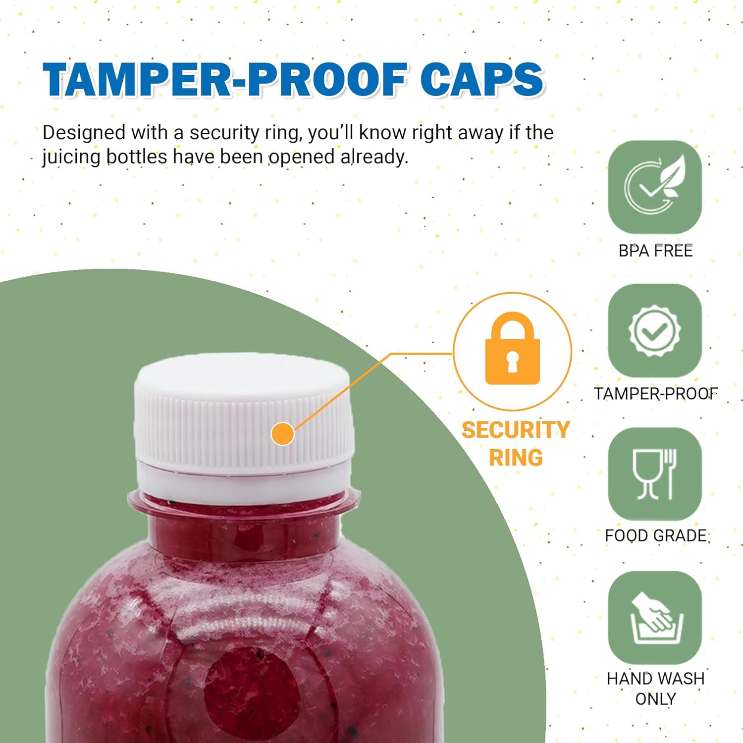 Holotap 16 OZ Empty Plastic Juice Bottles Pack of 30 Clear Disposable Bulk Drink Bottles with White Tamper Evident Caps Lids (16 OZ, White) 16 Ounces White