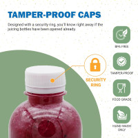 Holotap 16 OZ Empty Plastic Juice Bottles Pack of 30 Clear Disposable Bulk Drink Bottles with White Tamper Evident Caps Lids (16 OZ, White) 16 Ounces White