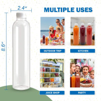 Holotap 16 OZ Empty Plastic Juice Bottles Pack of 30 Clear Disposable Bulk Drink Bottles with White Tamper Evident Caps Lids (16 OZ, White) 16 Ounces White