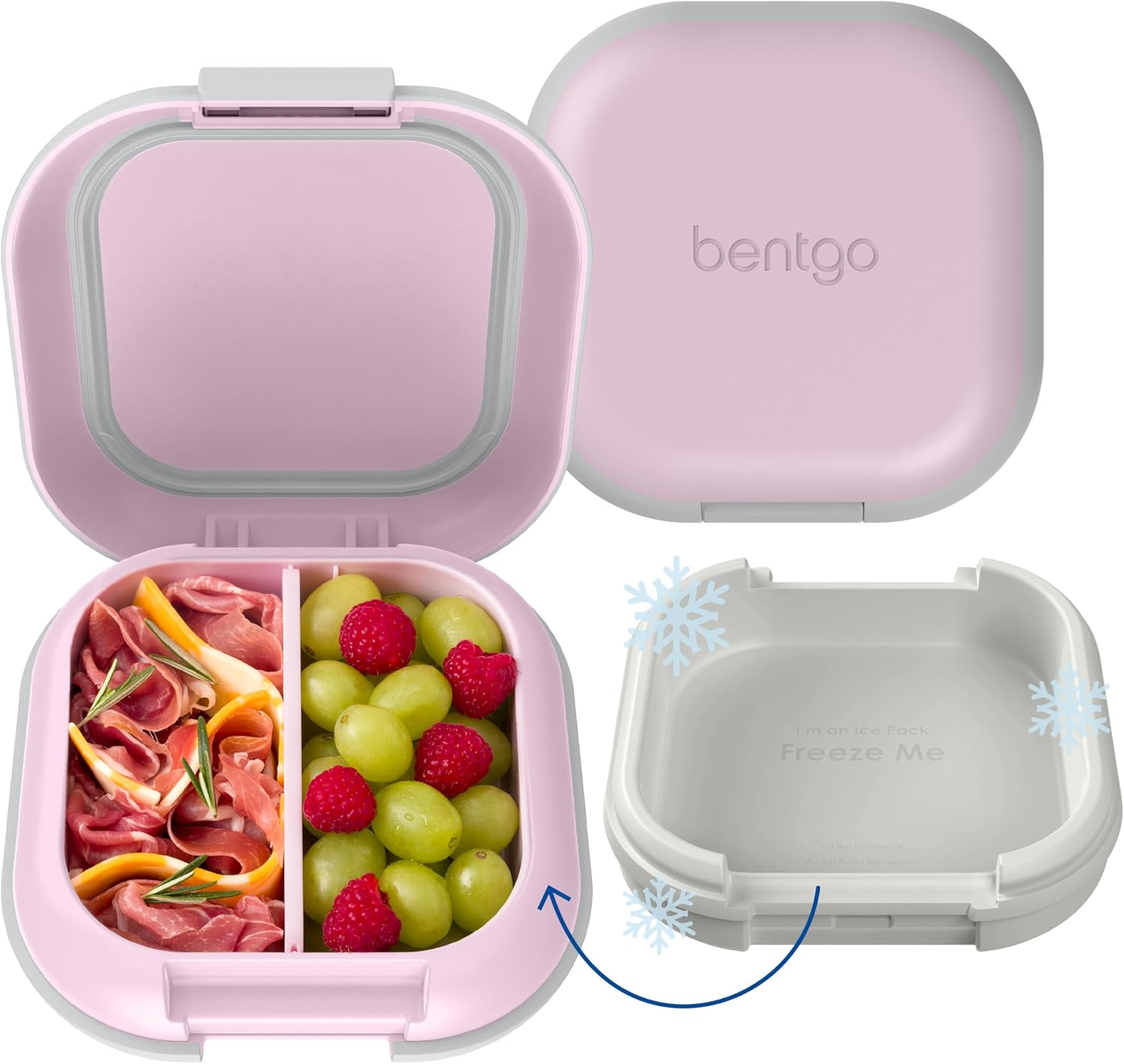 Bentgo Chill Mini Leak-Proof Lunch Box – Built-In Ice Pack Keeps Food Cold, 2.7-Cup Capacity for Snacks or a Sandwich, 3 or 4 Compartments, PFAS & BPA-Free, Ideal for Adults & Kids 3+ (Lilac Mist)