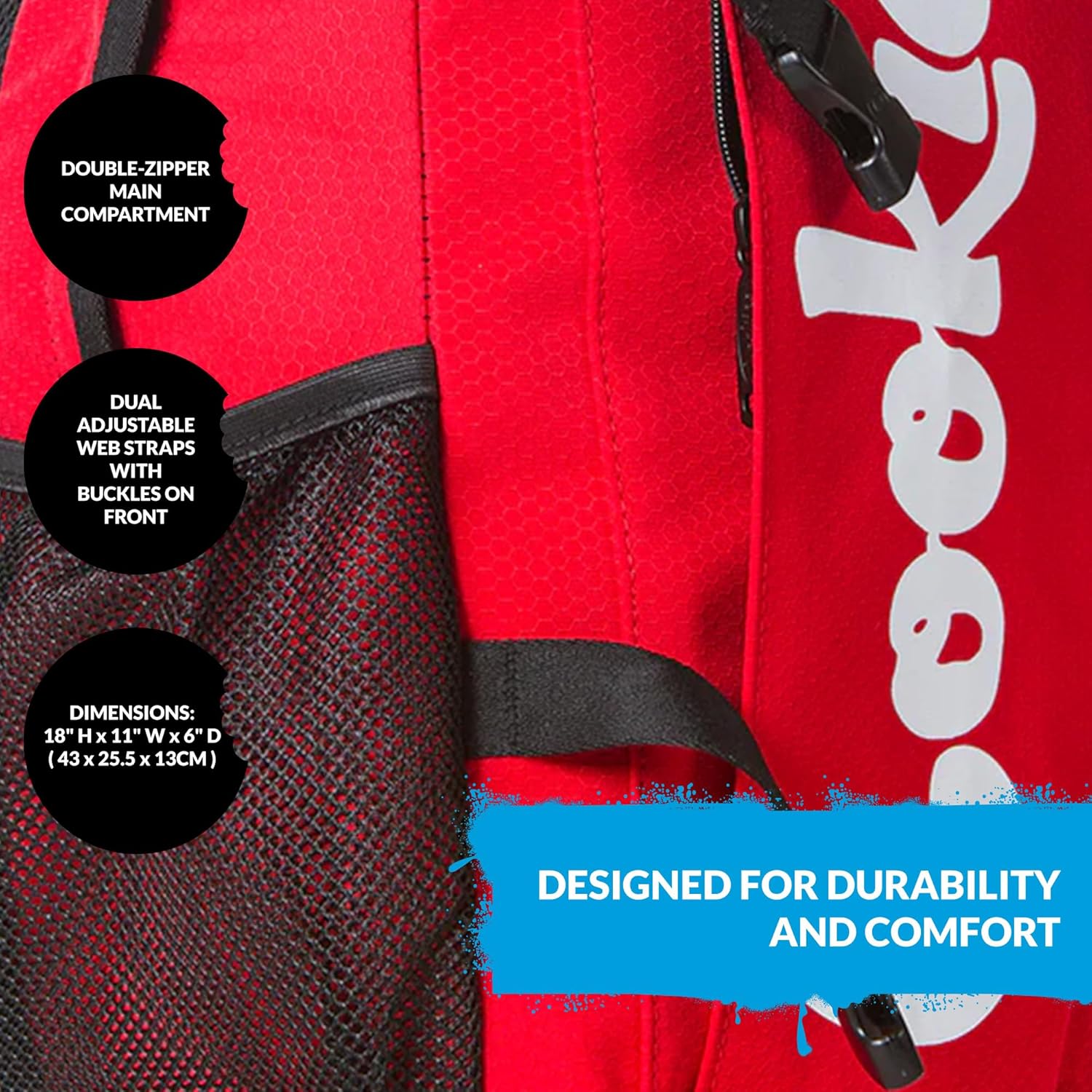 COOKIES Non-Standard Ripstop Nylon Backpack – Durable Tear-Resistant Bag with Heavy-Duty Zippers, Mesh Side Pockets, Adjustable Straps & Laptop Storage – Stylish Streetwear Travel Backpack - Black