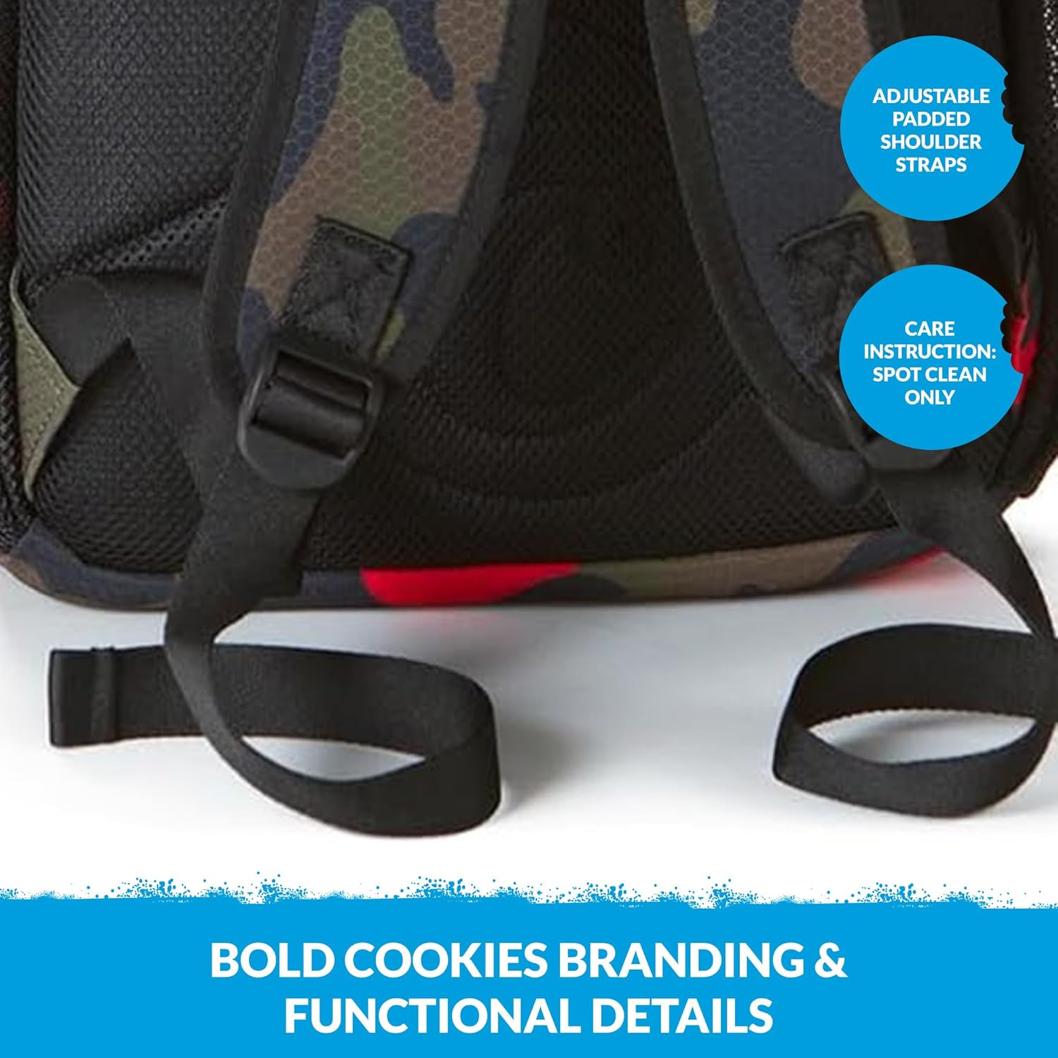 COOKIES Non-Standard Ripstop Nylon Backpack – Durable Tear-Resistant Bag with Heavy-Duty Zippers, Mesh Side Pockets, Adjustable Straps & Laptop Storage – Stylish Streetwear Travel Backpack - Black
