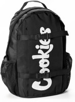 COOKIES Non-Standard Ripstop Nylon Backpack – Durable Tear-Resistant Bag with Heavy-Duty Zippers, Mesh Side Pockets, Adjustable Straps & Laptop Storage – Stylish Streetwear Travel Backpack - Black