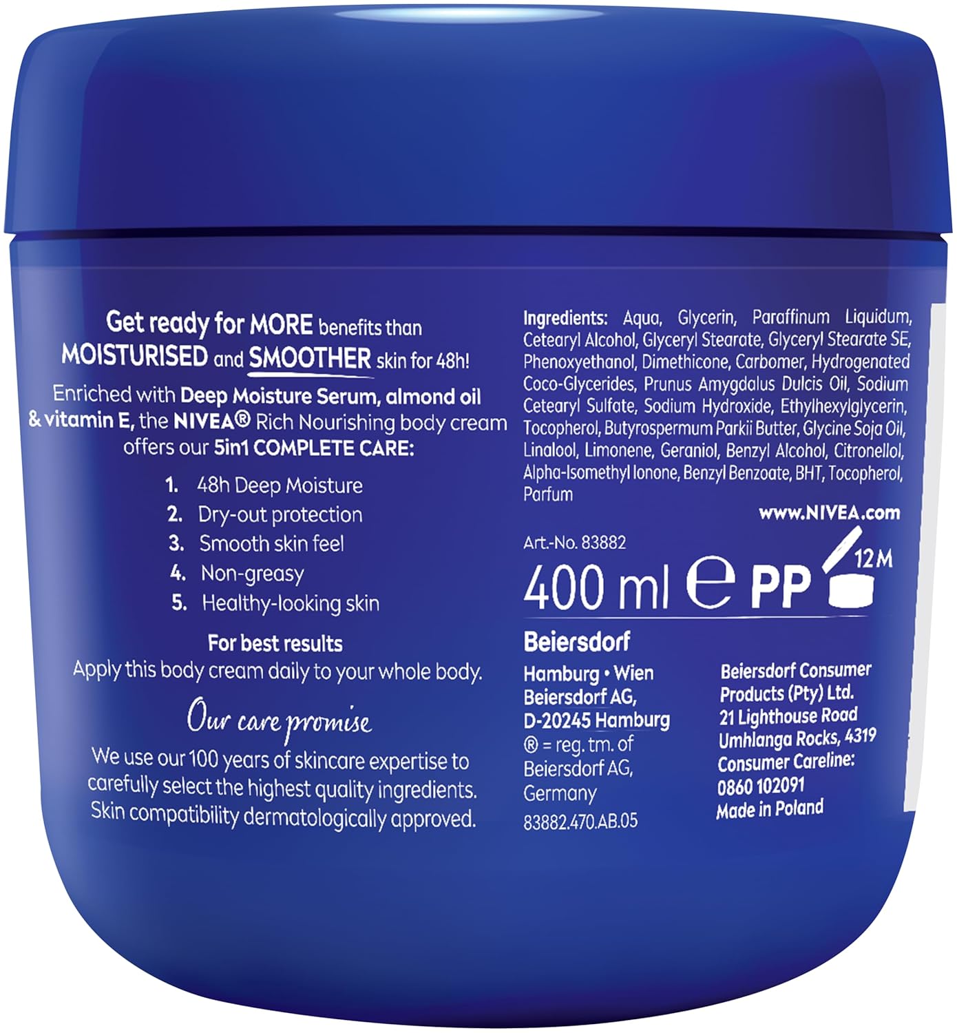 Nivea Rich Nourishing Body Cream Dry Skin Almond Oil 400 ml