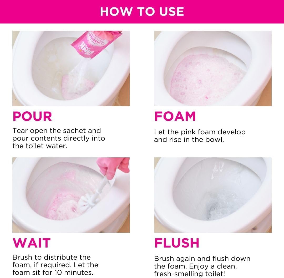 Stardrops The Pink Stuff Miracle Power Foaming Toilet Cleaner – Self-Activating Formula for Deep Cleaning, Stain Removal, and a Fresh Shine – Bathroom Essential 7 Ounce (Pack of 3)