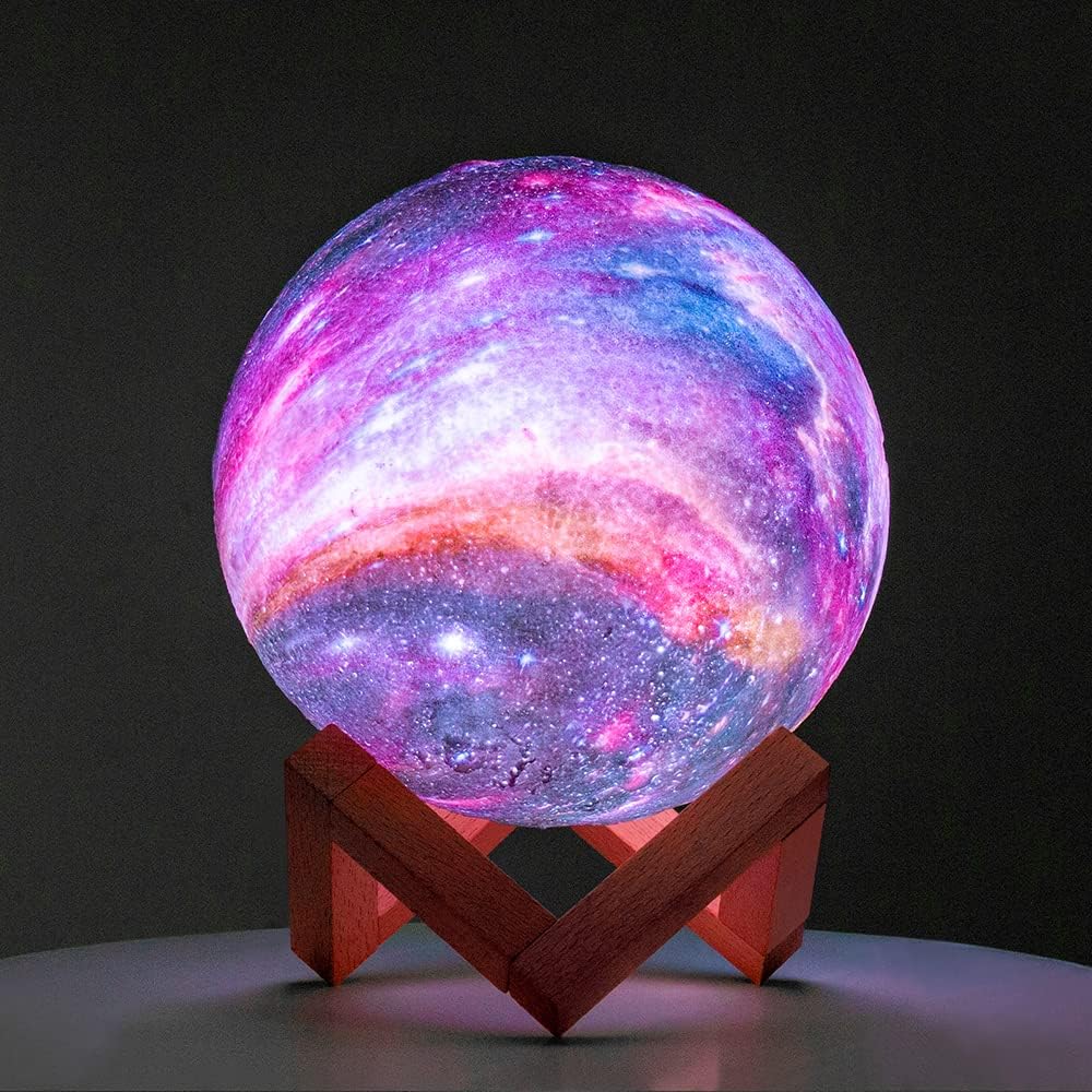 BRIGHTWORLD Moon Lamp Galaxy Lamp 5.9 inch 16 Colors LED 3D Moon Light, Remote & Touch Control Moon Night Light Gifts for Girls Boys Kids Women Birthday Wooden Base