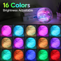 BRIGHTWORLD Moon Lamp Galaxy Lamp 5.9 inch 16 Colors LED 3D Moon Light, Remote & Touch Control Moon Night Light Gifts for Girls Boys Kids Women Birthday Wooden Base