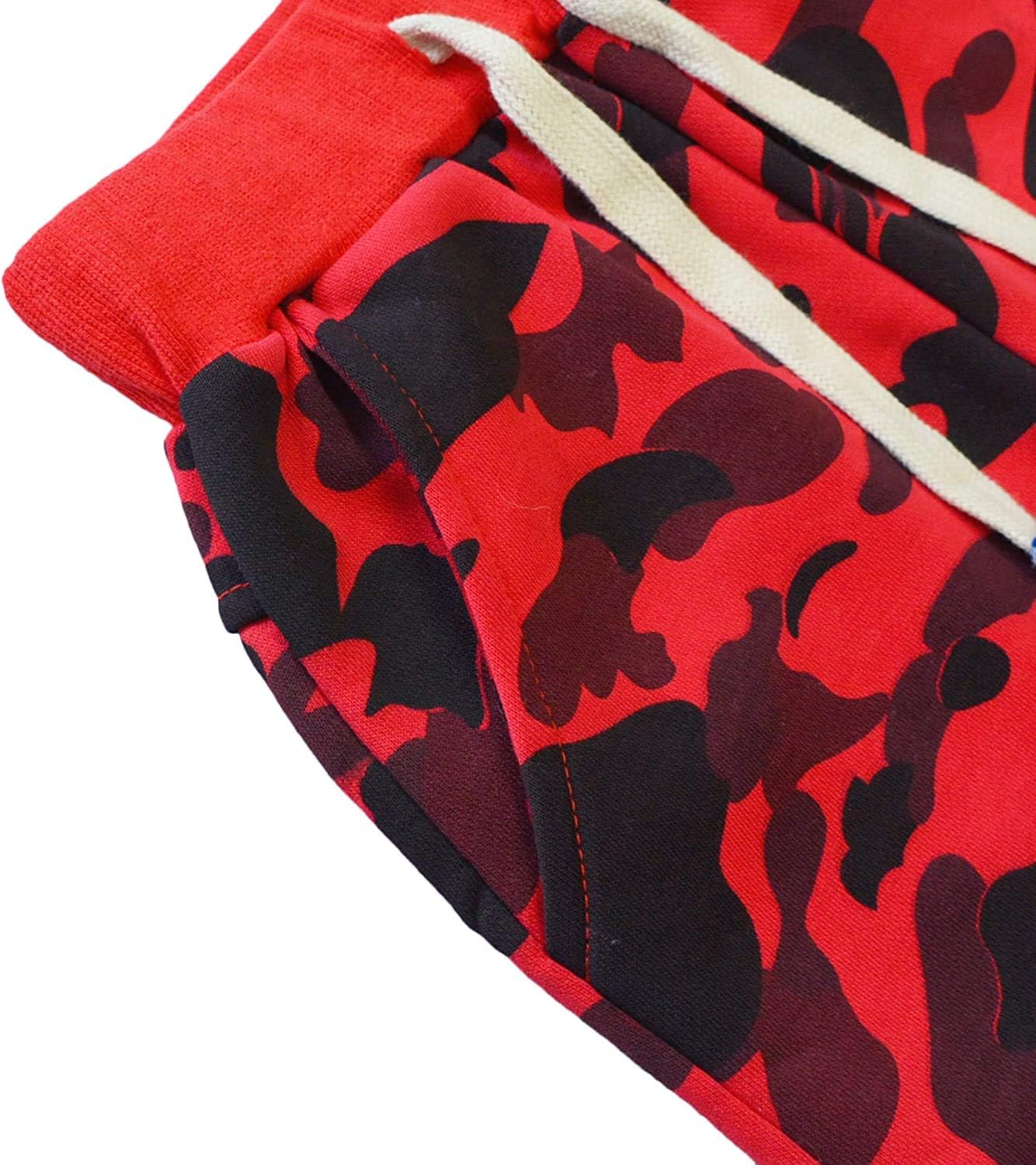 KISBINI Boy's Cotton Camouflage Sweatpants Sports Pants for Children 5T Red
