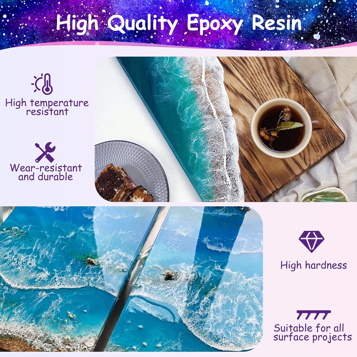 KISREL Epoxy Resin 82oz - Clear Epoxy Resin Kit with 15 Pigments and 15 Colors of Mica Powders - No Yellowing No Bubble Casting Resina for Art Crafts, Jewelry Making, Wood & Resina Molds(41oz x 2)
