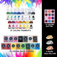 KISREL Epoxy Resin 82oz - Clear Epoxy Resin Kit with 15 Pigments and 15 Colors of Mica Powders - No Yellowing No Bubble Casting Resina for Art Crafts, Jewelry Making, Wood & Resina Molds(41oz x 2)