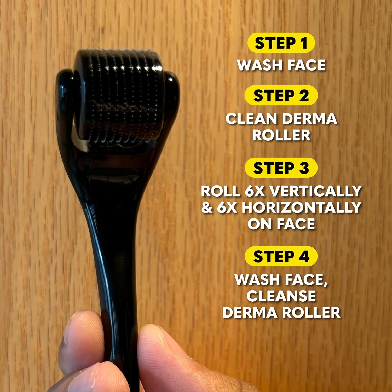 The Beard Club Derma Roller for Face, Body and Scalp - Microneedling for Men and Women with 540 Titanium Microneedles - Beard Roller & Micro Needling Scalp Hair - Black Derma Roller - Black