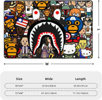 Large Outdoor Rug Anime Camouflage Shark Bape Rug, Non-Slip Bathroom Rugs, Kitchen Rugs Home Decor Carpet Area Rugs for Bedroom 36