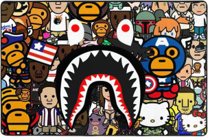 Large Outdoor Rug Anime Camouflage Shark Bape Rug, Non-Slip Bathroom Rugs, Kitchen Rugs Home Decor Carpet Area Rugs for Bedroom 36