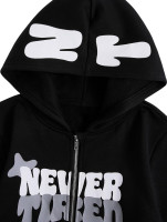 SOLY HUX Boy's Zip Up Hoodies Sweatshirt Y2k Letter Graphic Long Sleeve Streetwear Jacket 13 Years Black Letter
