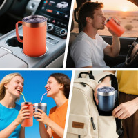 Replacement Lids Compatible with Stanley 12 oz & 24oz Camp Mug, 2Pack Leak Proof Cup Insulated Lids for Stainless Steel Coffee Mug(Cups NOT Included)