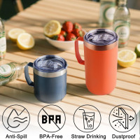 Replacement Lids Compatible with Stanley 12 oz & 24oz Camp Mug, 2Pack Leak Proof Cup Insulated Lids for Stainless Steel Coffee Mug(Cups NOT Included)