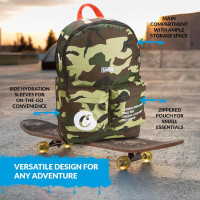 COOKIES Orion Canvas Smell Proof Backpack 22.8L – Large Odorless Travel Backpack for Men & Women, Carry-On, Work, Stylish & Spacious Bag - Green Camo