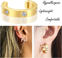 Love Earrings for Women Hoop Earrings Stainless Steel Earrings with Cubic Zirconia Stones Earrings Birthday Jewelry Christmas Gifts for Women Her Gold-plated