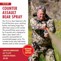 Counter Assault Bear Spray - Bears, Mountain Lions, Coyotes - Long-Range 40ft Distance - Pepper Spray Safety Gear for Hiking & Camping Protection - 2% Capsaicin - 10.2 oz 10.2 oz, 1 pack, and Holster