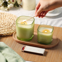 12oz Candle Jars for Making Candles, 12 Pack Green Glass Empty Candle Jars with Bamboo Lids and Sticky Labels, Candle Jar for Making Supplies, DIY Gift and Home Decor, Sample Container