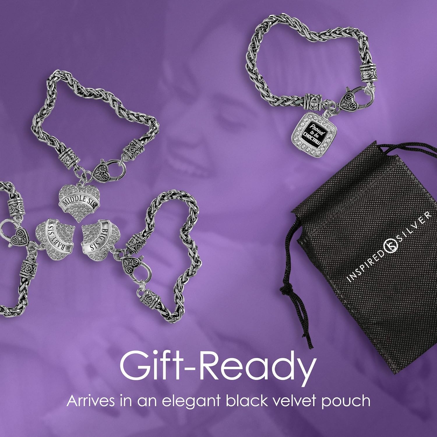 Inspired Silver - Silver Square Charm Bracelet with Cubic Zirconia Jewelry Deplorable Trump Supporter