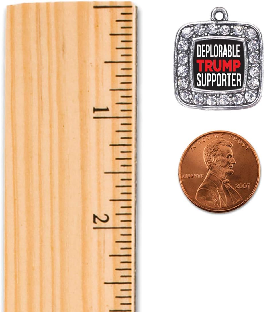 Inspired Silver - Silver Square Charm Bracelet with Cubic Zirconia Jewelry Deplorable Trump Supporter