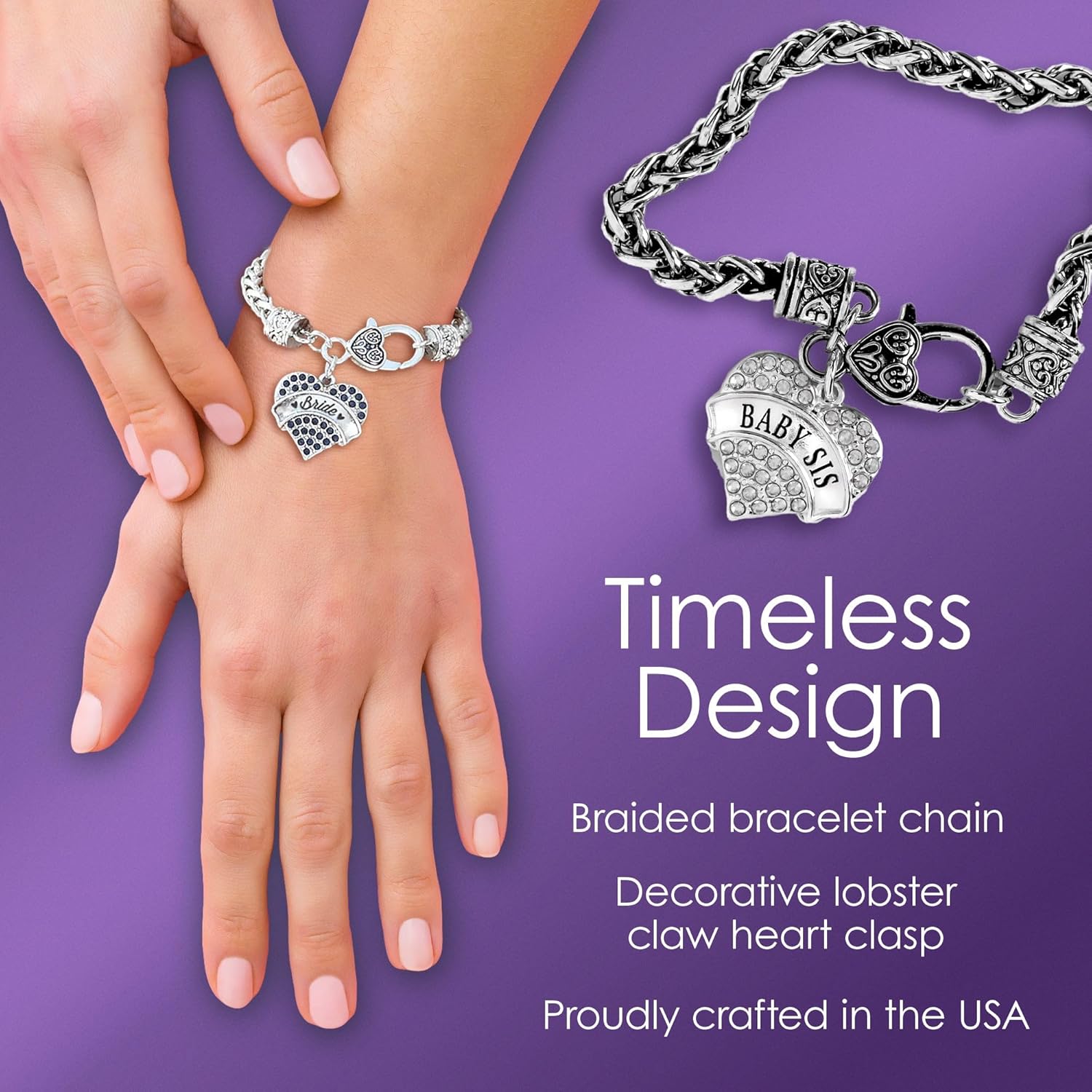 Inspired Silver - Silver Square Charm Bracelet with Cubic Zirconia Jewelry Deplorable Trump Supporter