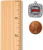 Inspired Silver - Silver Square Charm Bracelet with Cubic Zirconia Jewelry Deplorable Trump Supporter