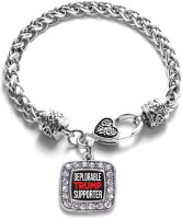 Inspired Silver - Silver Square Charm Bracelet with Cubic Zirconia Jewelry Deplorable Trump Supporter