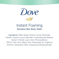 Dove Instant Foaming Body Wash 4 Count for Softer and Smoother Skin Sensitive Skin Effectively Washes Away Bacteria While Nourishing Your Skin 13.5 oz