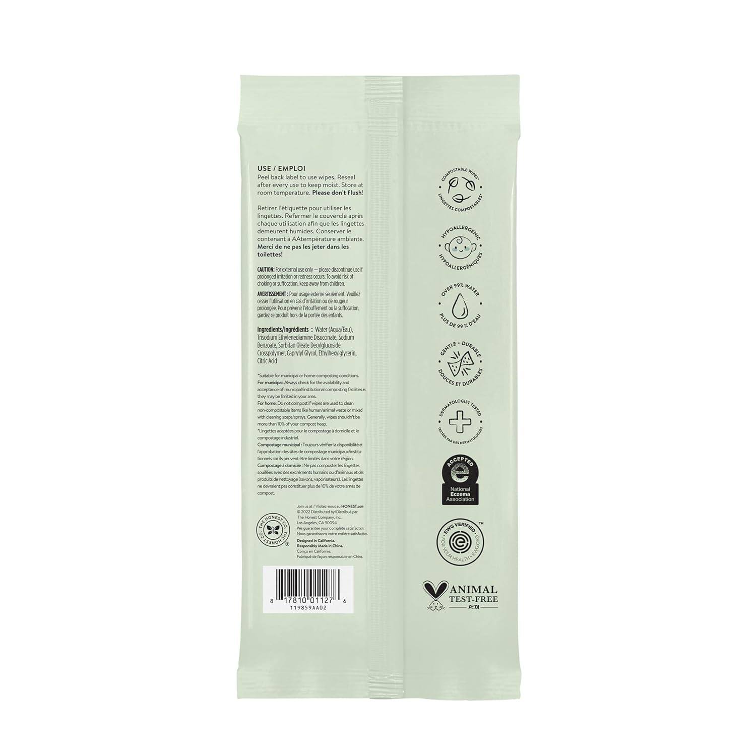 The Honest Company Clean Conscious Multi-Use Wipes | Hypoallergenic + Unscented for Sensitive Skin | Over 99% Water, Compostable, Plant Based, Baby Wipes | Pattern Play, 10 Count (Pack of 6)