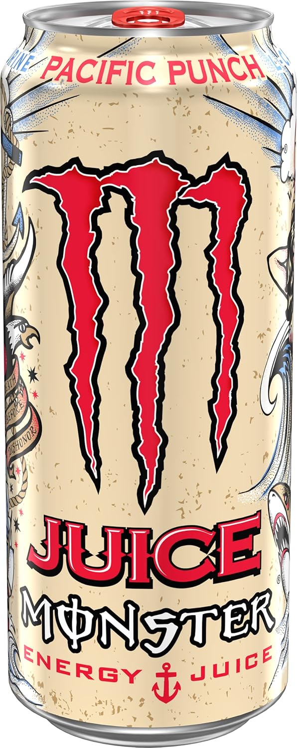 Monster Energy Juice Monster Pacific Punch, Energy Drink, 16 Ounce | Energy + Juice, Pack of 15 Pacific Punch 16 Ounce (Pack of 15)