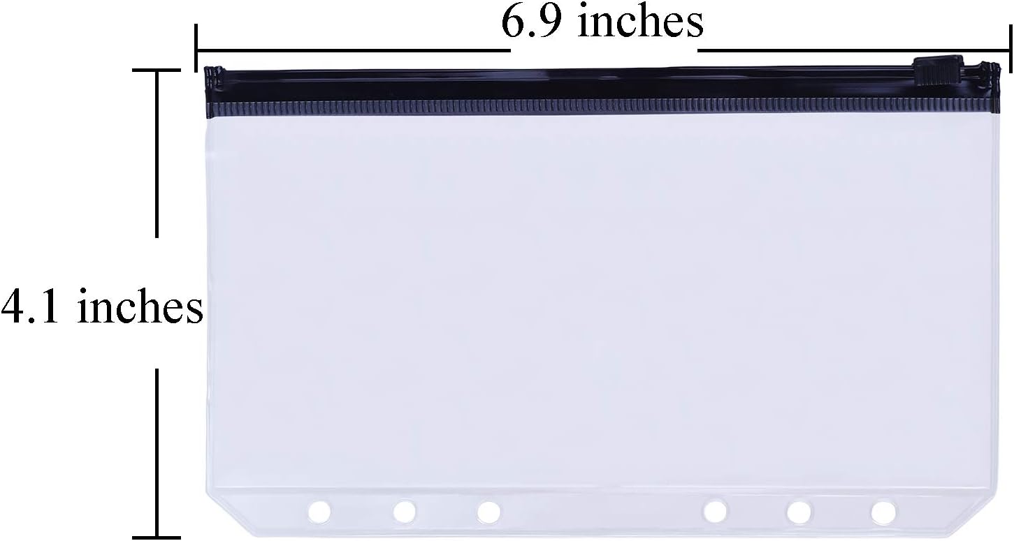 Antner 12PCS A6 Binder Pockets 6-Hole Budget Cash Envelopes Multicolor Zipper Money Organizer for Cash Stuffing, Waterproof PVC A6 Planner Inserts Binder Pouches Loose Leaf Document Storage Bags